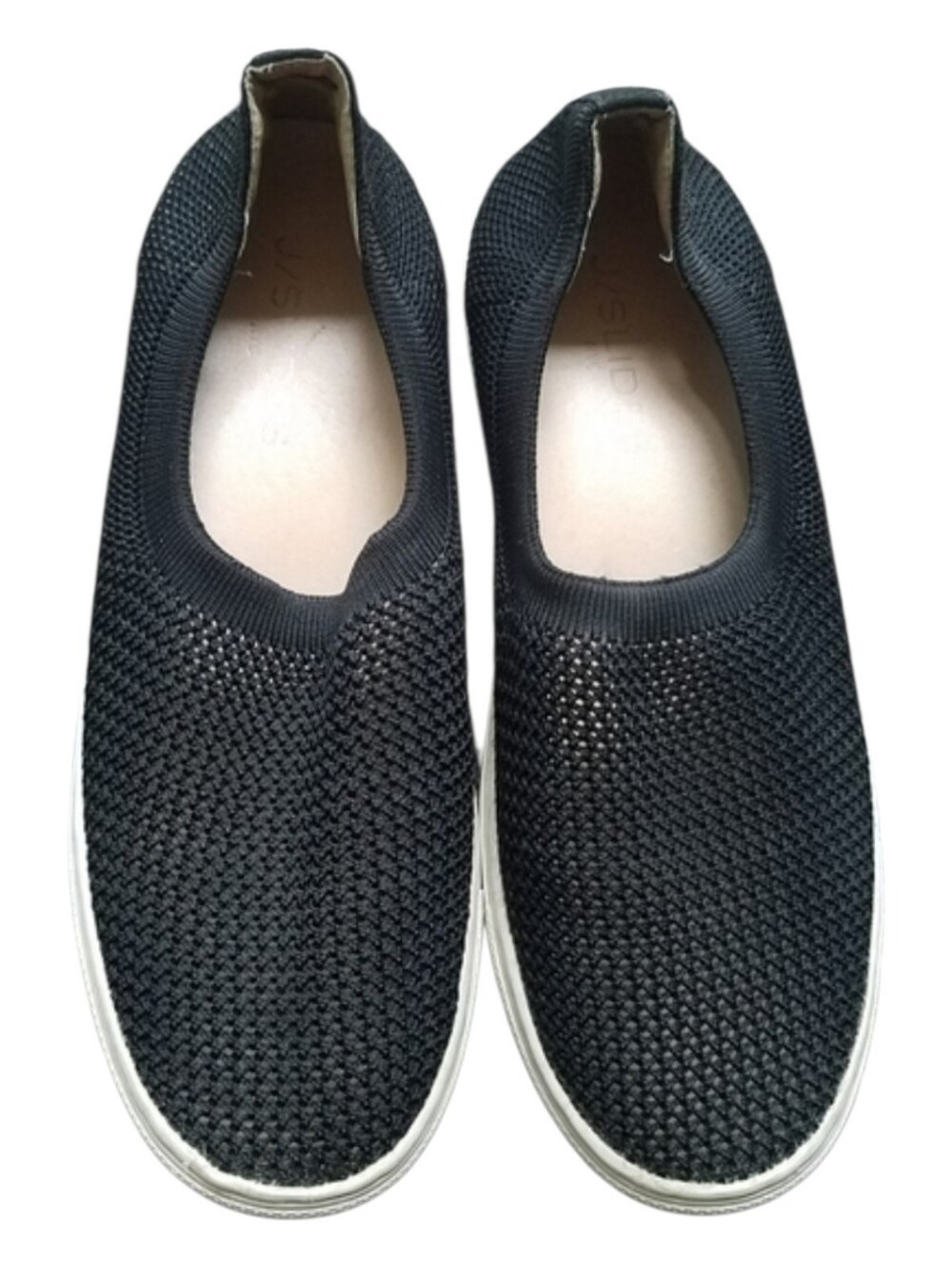J Slides Black Leather Mesh Slip Ons Sneakers oxfords  Leather Lined sz7